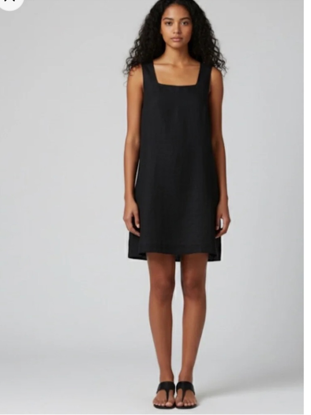 MATE the Label Organic Linen Square Neck Sleeveless Mini dress Black